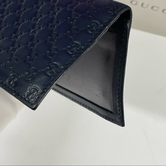 🇮🇹SOLD MICROGUCCISSIMA MENS WALLET LEATHER NAVY BLUE - Picture 9 of 13